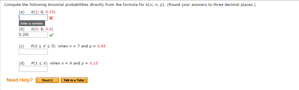 Solved Compute The Following Binomial Probabilities Directly | Chegg.com