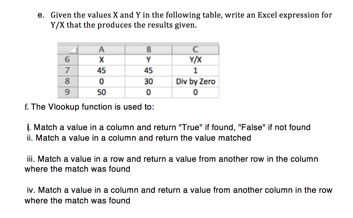 Solved Given the values X and Y in the following table, | Chegg.com