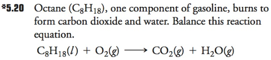 Solved Octane (C8H18), one component of gasoline, burns to | Chegg.com
