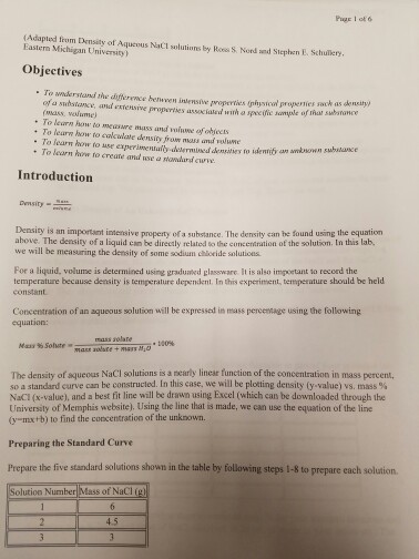 Solved (Adapled from Density of Aqueous Naci solutions by | Chegg.com