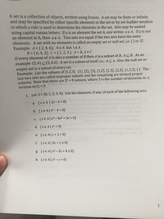 Solved A set is a collection of objects, written using