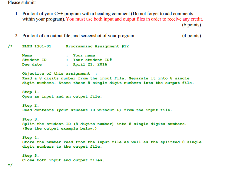 Solved Please submit: 1. Printout of your C++ program with a | Chegg.com