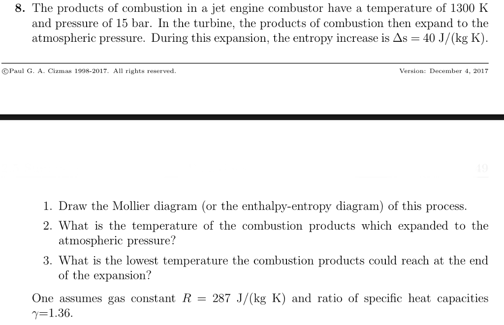 Solved 8. The products of combustion in a jet engine | Chegg.com
