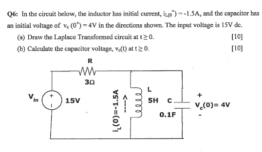 Solved In the circuit below, the inductor has initial | Chegg.com