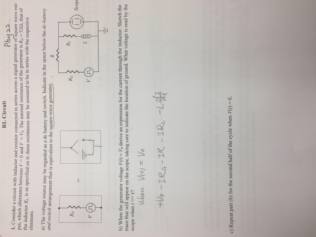Rl Circuit 1 Consider A Circuit With Inductor And Chegg Rl Circuit 1 Consider A Circuit With Inductor And Chegg