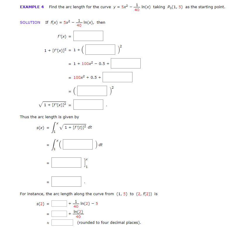 Solved EXAMPLE 4 Find the arc length for the curve y 5x2 | Chegg.com