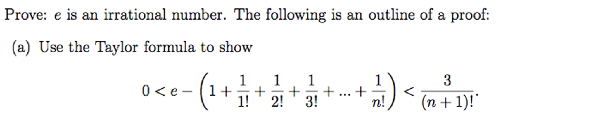 How To Prove E Is Irrational