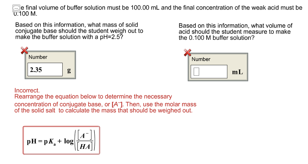 Solved A student must make a buffer solution with a pH of | Chegg.com