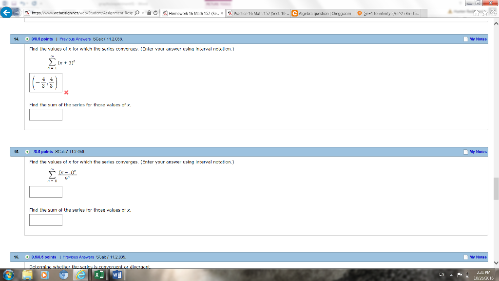 Solved Find the values of x for which the series converges. | Chegg.com