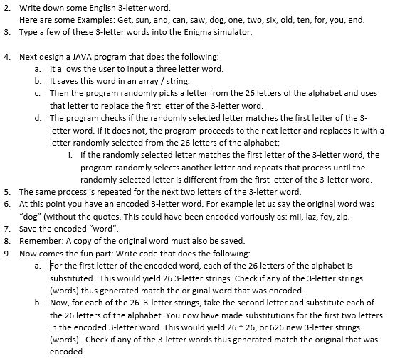 Solved For This Problem You Pick A 3 letter English Word And Chegg
