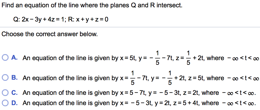 Solved Find an equation of the line where the planes Q and R | Chegg.com