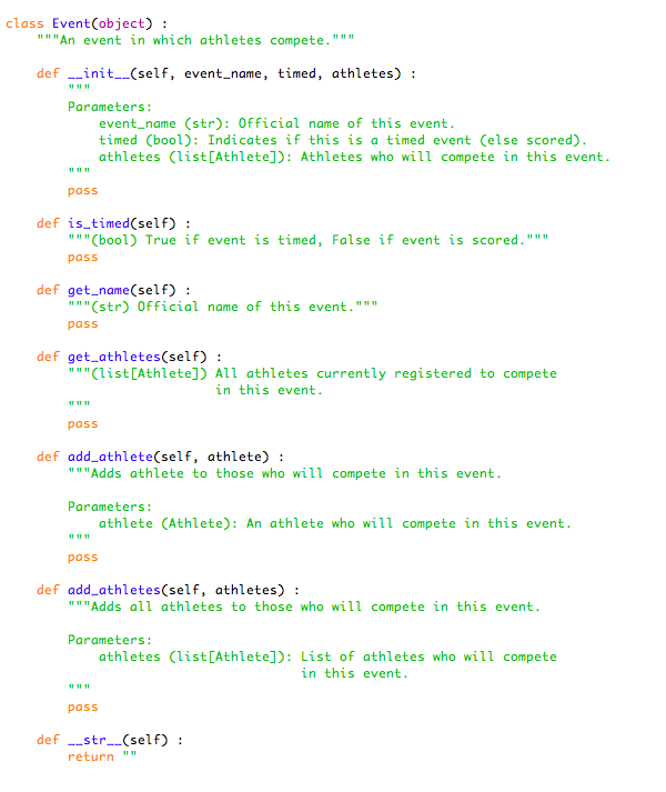 Python Question : How to make this class work ? | Chegg.com