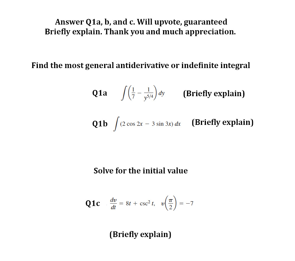Solved Find The Most General Antiderivative Or Indefinite