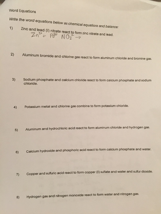 Solved Zinc and lead (II) nitrate react to form zinc nitrate