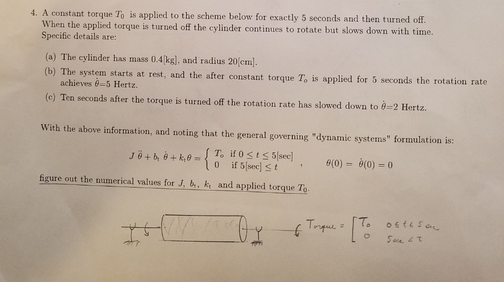 A constant torque T_0 is applied to the scheme below | Chegg.com