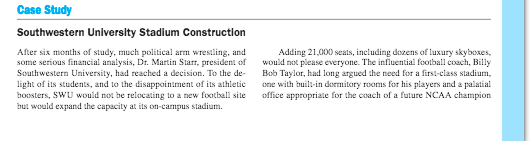 case study southwestern university stadium construction