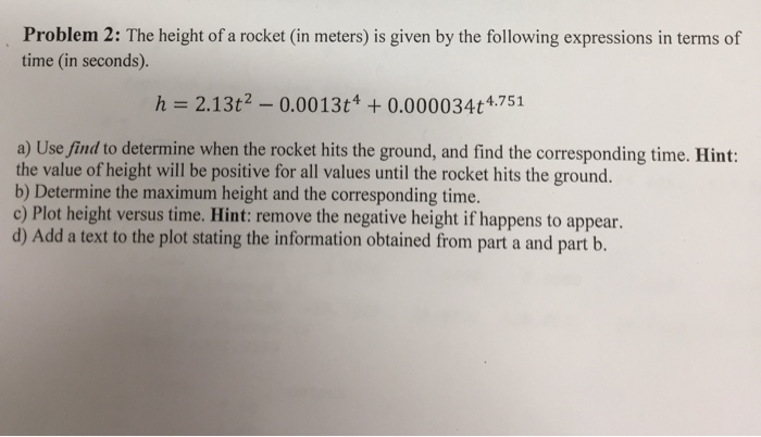 Solved The height of a rocket (in meters) is given by the | Chegg.com