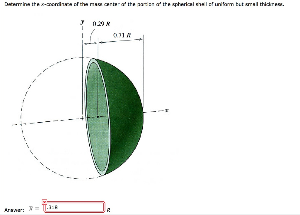 Solved Determine the x-coordinate of the mass center of the | Chegg.com