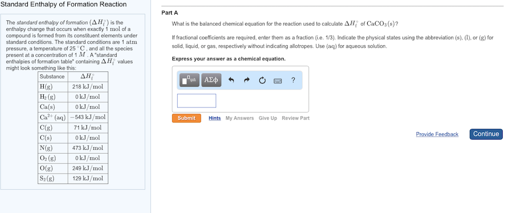 standard enthalpy of formation reactions