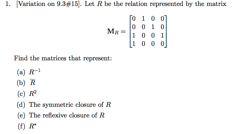 Solved I Variation On 9315 Let R Be The Relation 3309