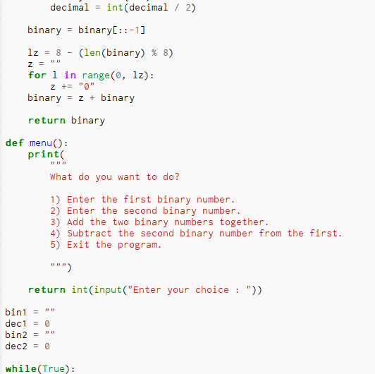 Solved Import Math Def Binarytodecimal Binary Function To 2930