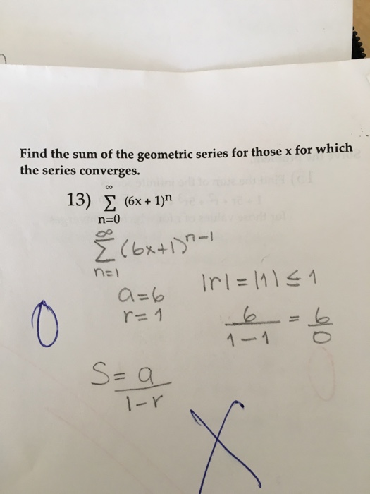 Solved Find the sum of the geometric series for those x for | Chegg.com