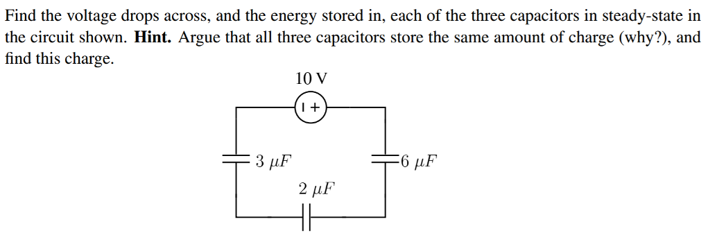 Solved Find the voltage drops across, and the energy stored | Chegg.com