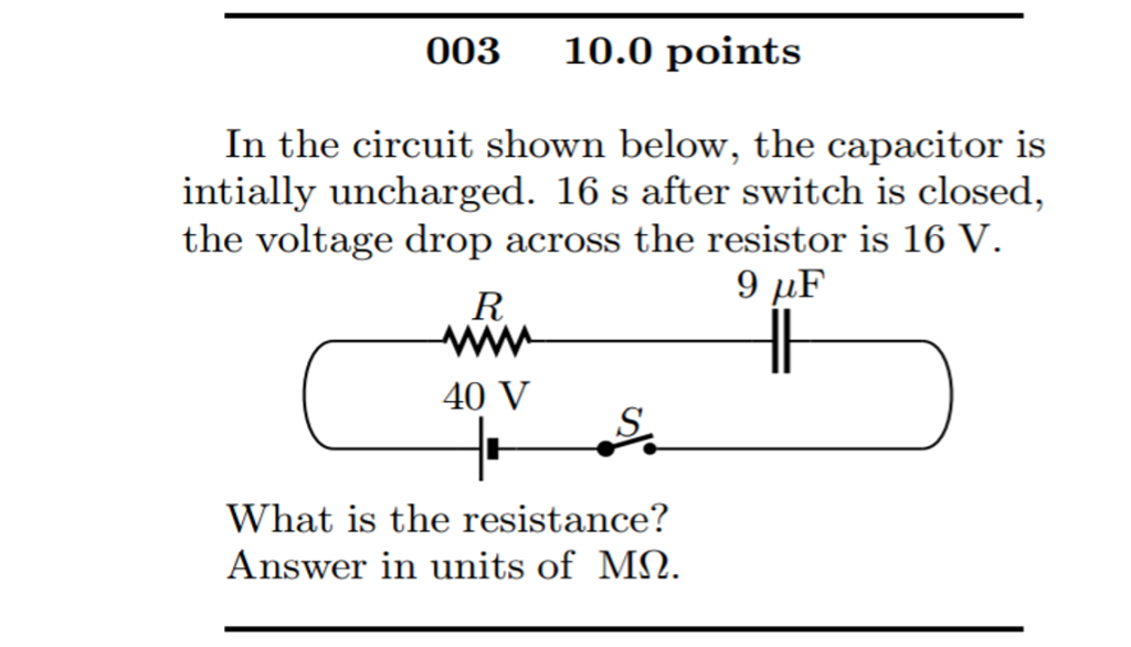 Solved In the circuit shown below, the capacitor is