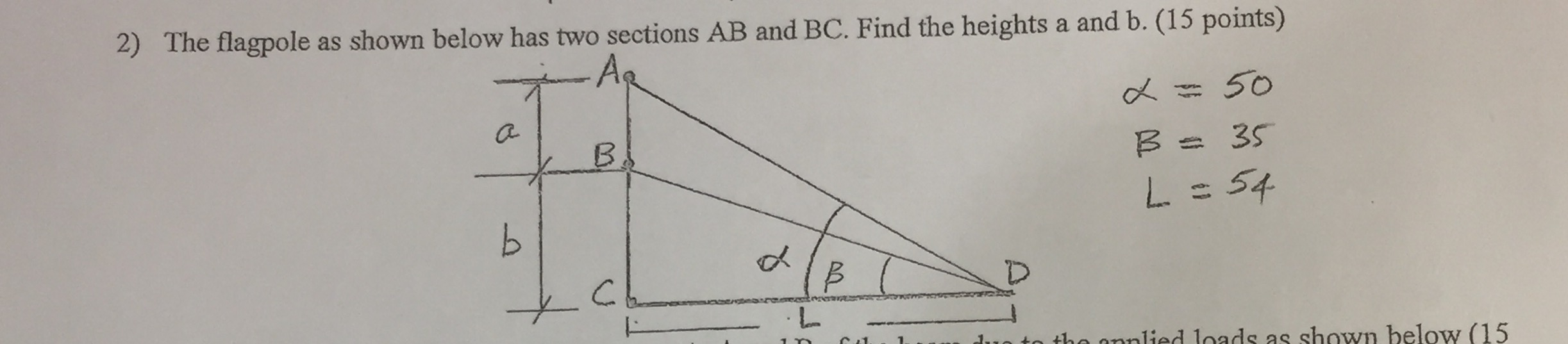 Solved The Flagpole As Shown Below Has Two Sections AB And | Chegg.com