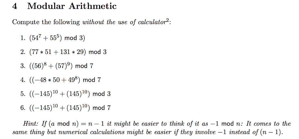 Modulo N Calculator - Modulo