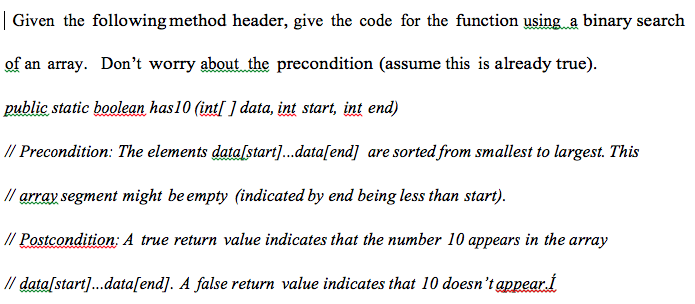Solved Given the following method header, give the code for | Chegg.com