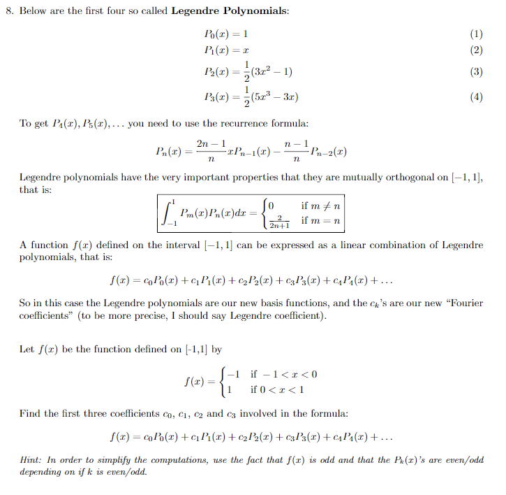 Solved Find the first three coefficints c0, c1, c2, and c3 | Chegg.com