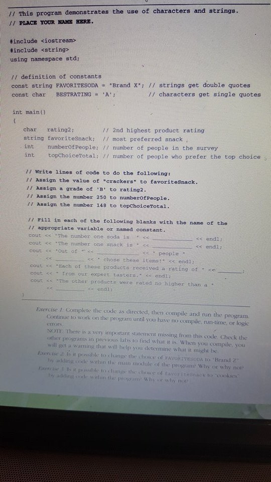 Solved //This program demonstrates the use of characters and | Chegg.com