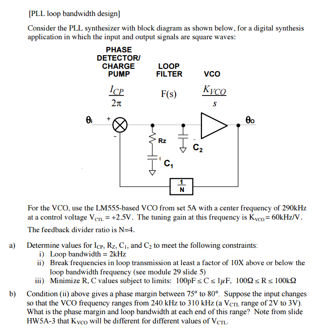 Phase Locked Loop Bandwidth Design For the charge