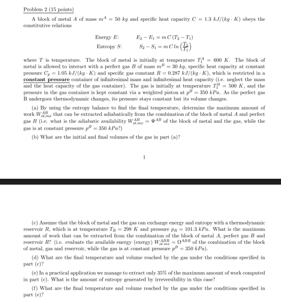 solved-problem-2-15-points-a-block-of-metal-a-of-mass-ma-chegg