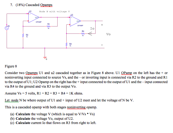 Solved Cascaded Opamps Figure 8 Consider two Opamps U1 and | Chegg.com