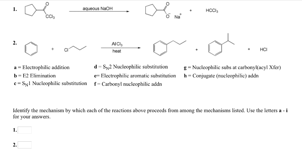 Solved aqueous NaOH HCCI CCI O Na AIC HCI heat d sN2 | Chegg.com