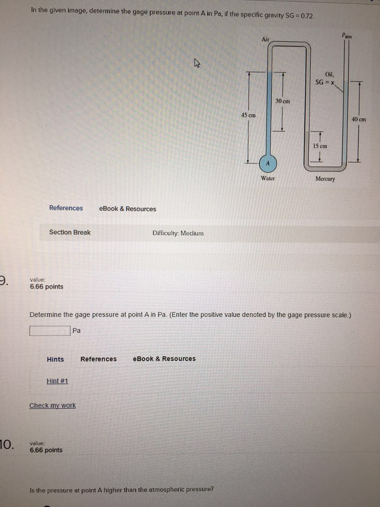 Solved In the given image, determine the gage pressure at | Chegg.com