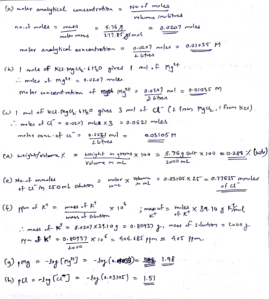 Question & Answer: A solution was prepared by dissolving 5.76 g of KCl ...