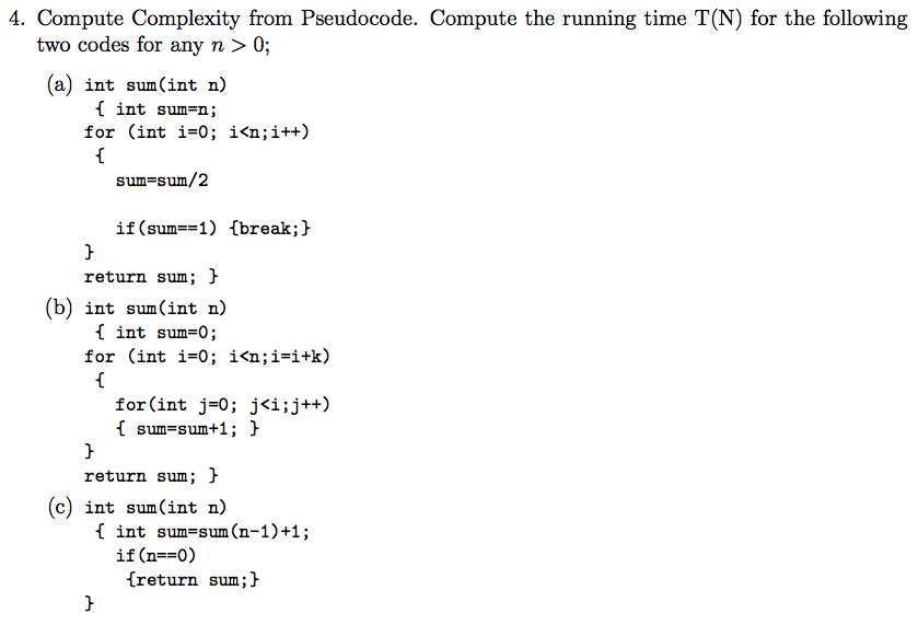 Solved Compute Complexity From Pseudocode Compute The 5852