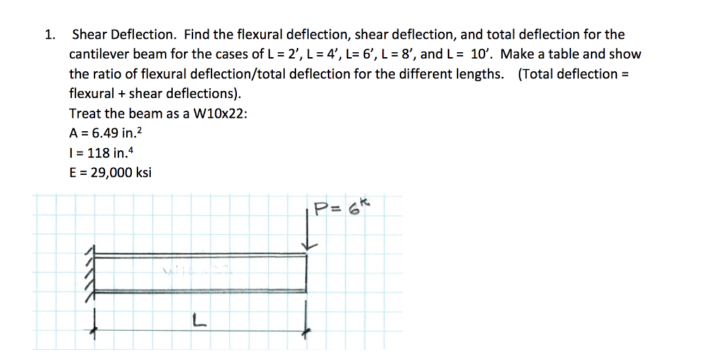 Solved Shear Deflection. Find the flexural deflection, shear