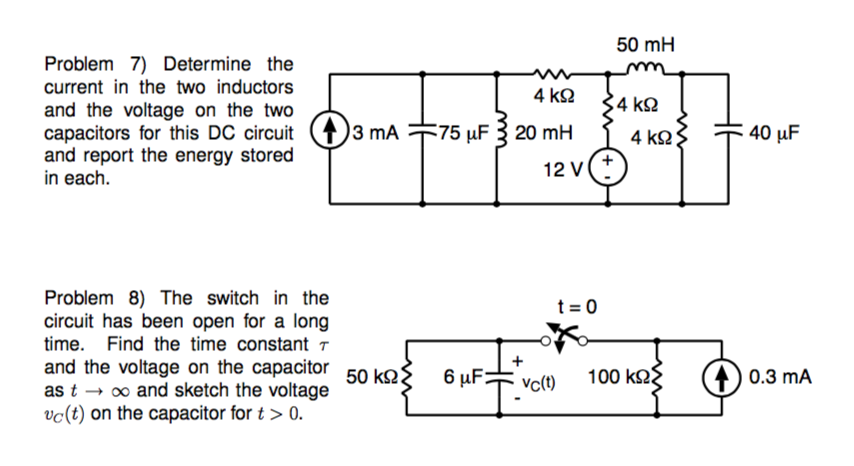 Solved 50 mH Problem 7) Determine the current in the two | Chegg.com