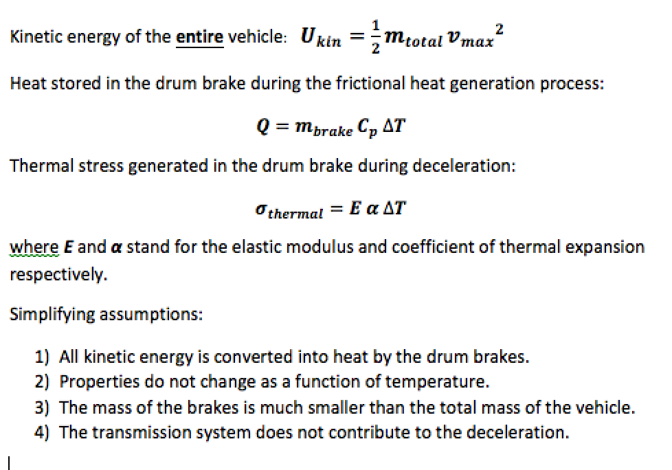 Using the formulas and ring shaped drum brake