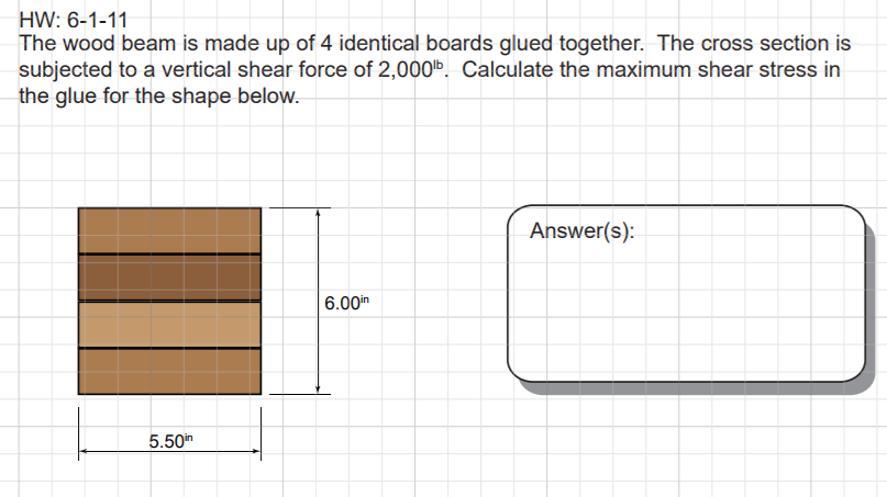 Solved The Wood Beam Is Made Up Of 4 Identical Boards Glued | Chegg.com