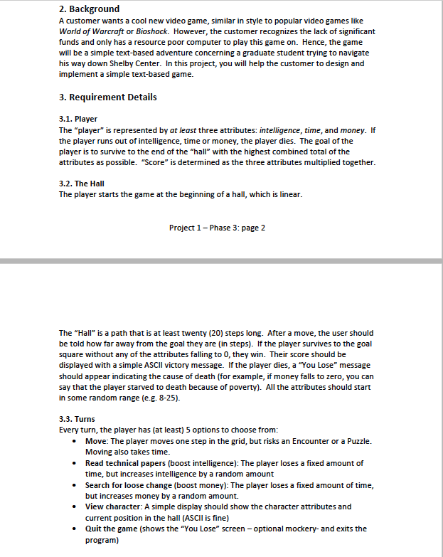 Write a text based game using C++ based on the | Chegg.com