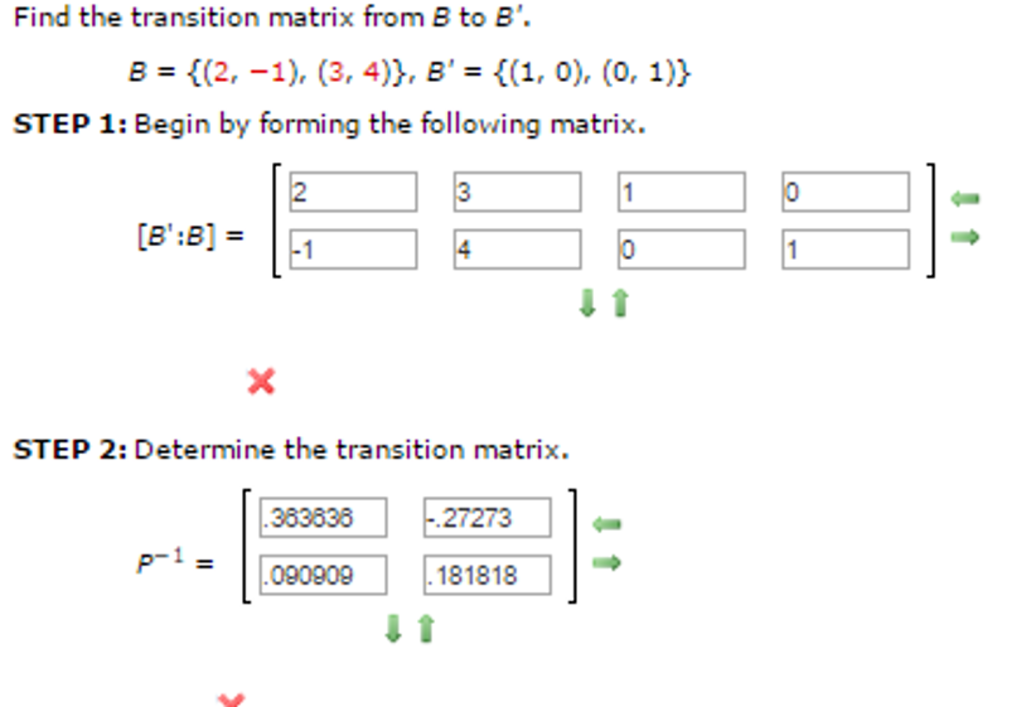 Solved Find The Transition Matrix From B To B' B = {(2, | Chegg.com