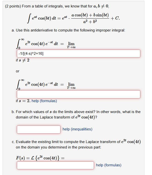 Solved From A Table Of Integrals, We Know That For A, B | Chegg.com