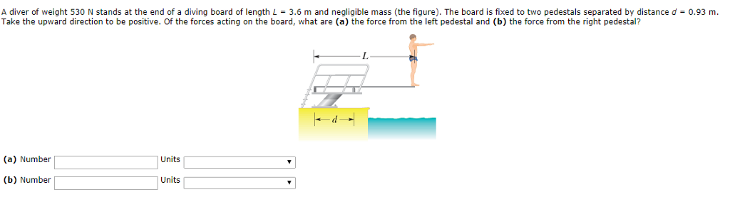 Solved A diver of weight 530 N stands at the end of a diving | Chegg.com
