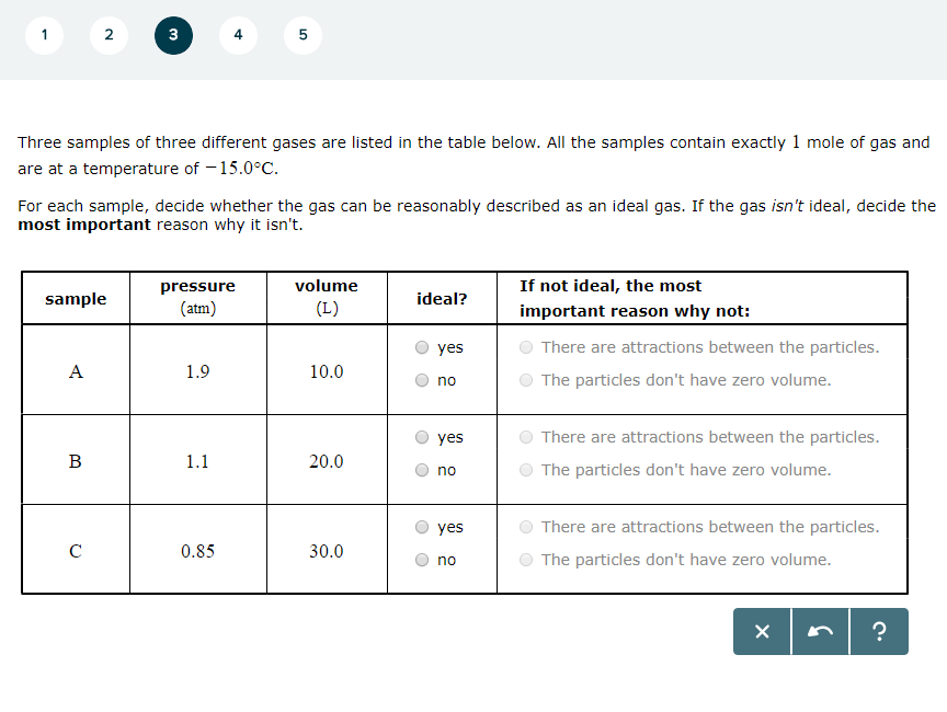Solved 3 4 Three samples of three different gases are listed