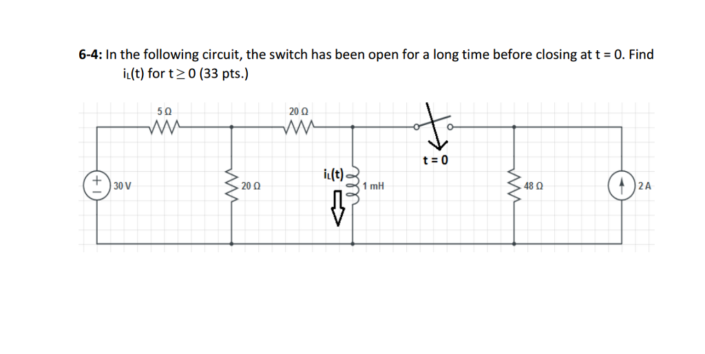 Solved In The Following Circuit, The Switch Has Been Open | Chegg.com